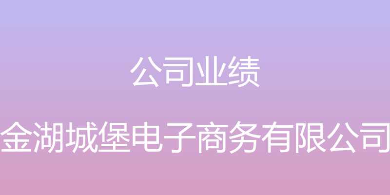 公司业绩 - 金湖城堡电子商务有限公司