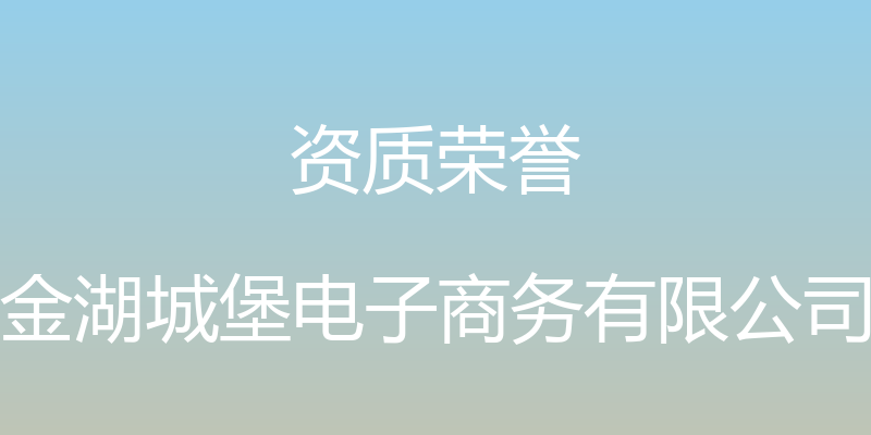 资质荣誉 - 金湖城堡电子商务有限公司